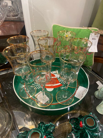 Set of 8 vintage gold banded wines