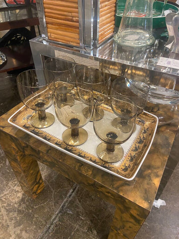 Set of 6 mcm smokey wine goblets