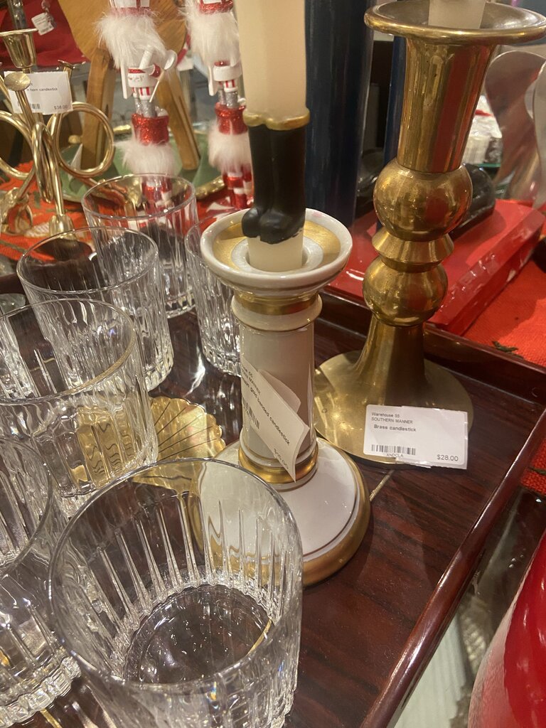 Porcelain gold banded candlestick