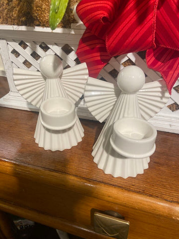 Pair of angel candleholders