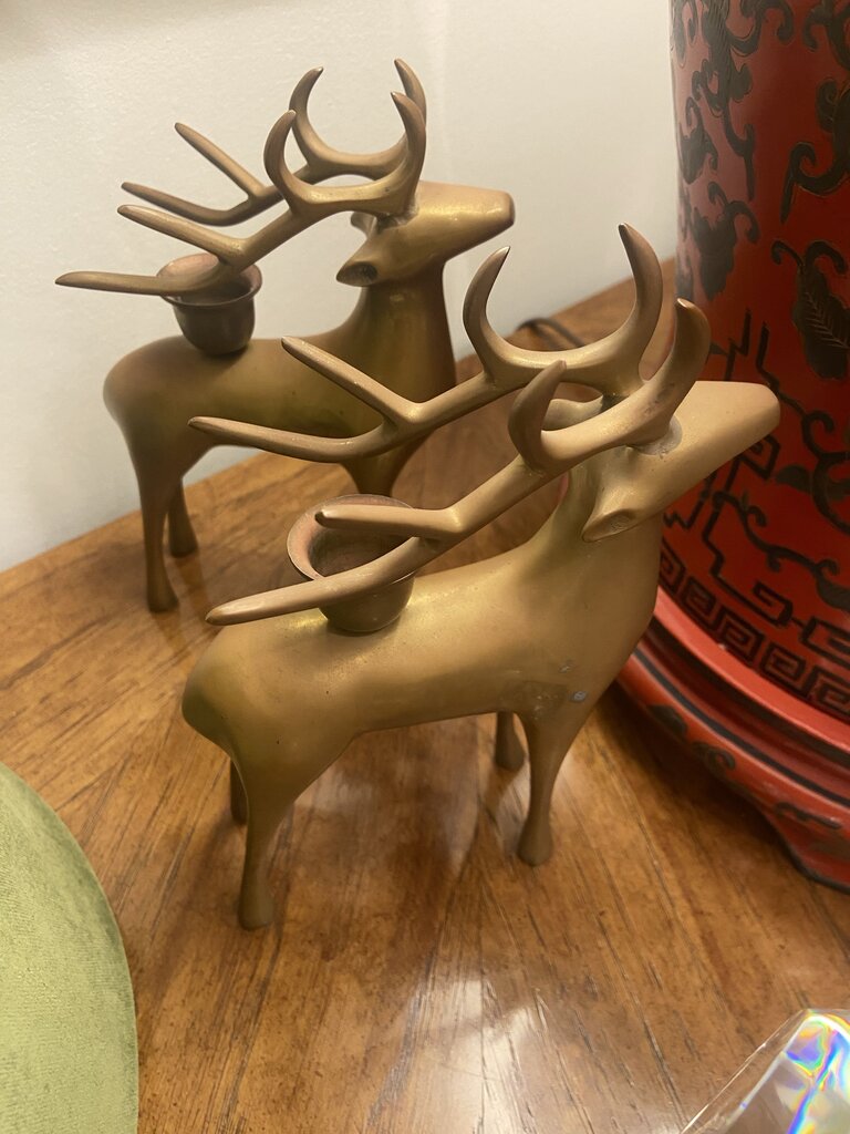 MCM brass deer candlesticks