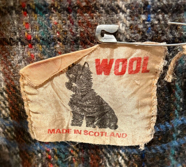 VINTAGE ALL WOOL TARTAN PLAID FRINGED BLANKET THROW MADE IN SCOTLAND