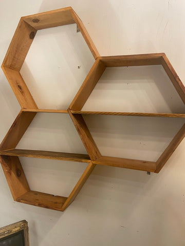 Vintage mcm hexagonal wall shelf -as found in store pick up only