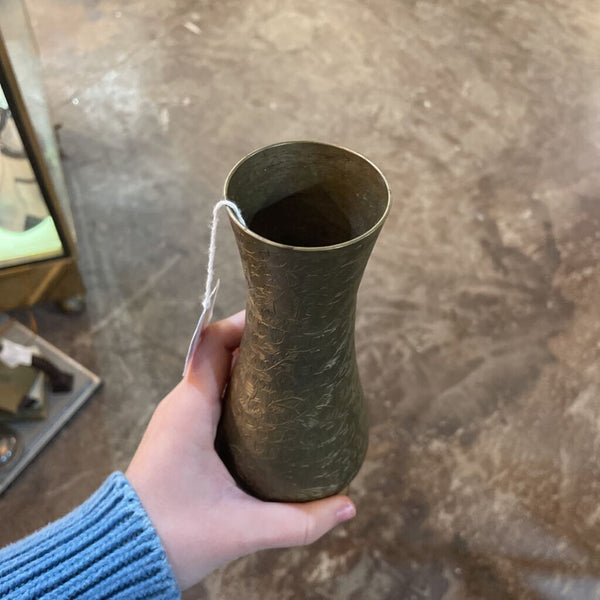 Etched Brass Vase