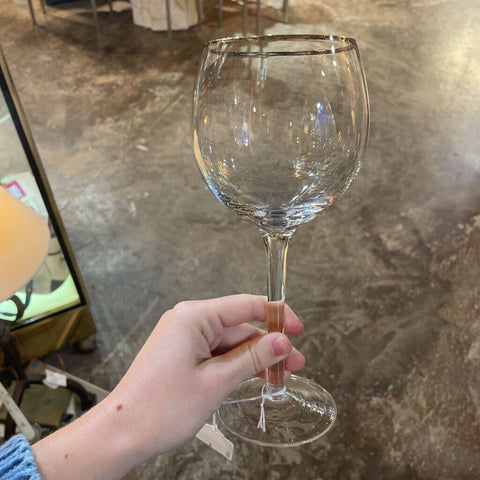 Set of 4 Silver Rimmed Wine Glasses