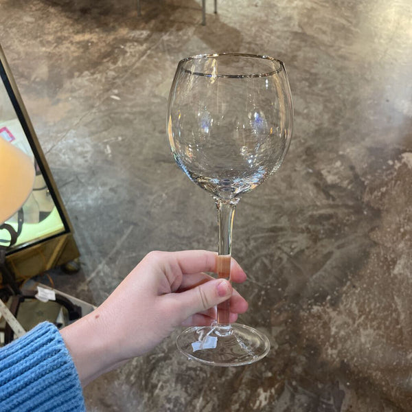 Set of 4 Silver Rimmed Wine Glasses