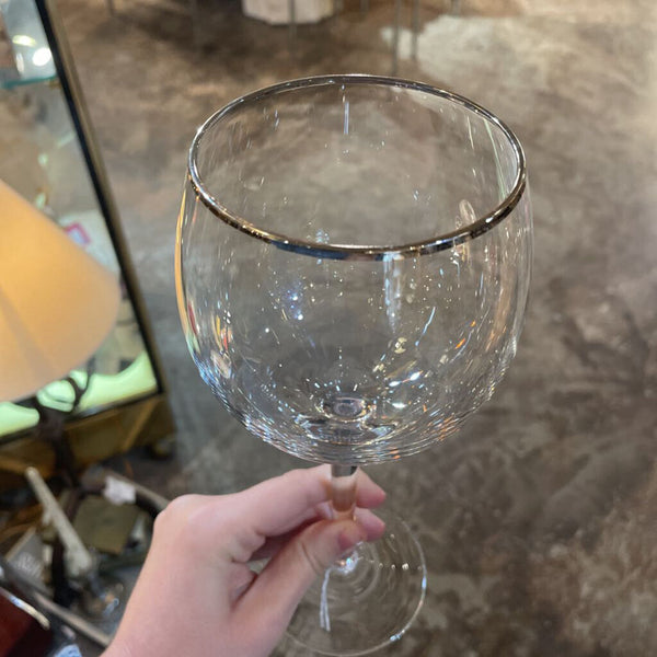 Set of 4 Silver Rimmed Wine Glasses