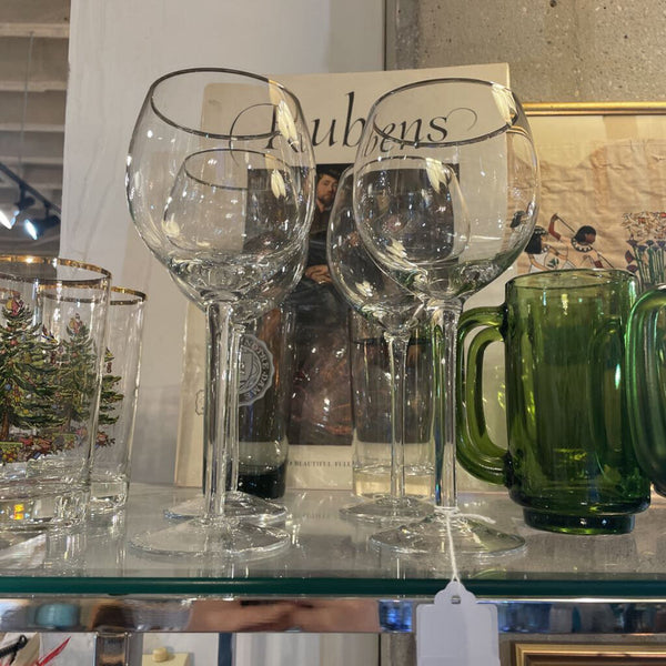 Set of 4 Silver Rimmed Wine Glasses