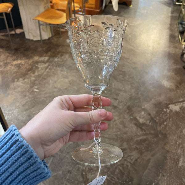 Pair of Etched Glass Goblets