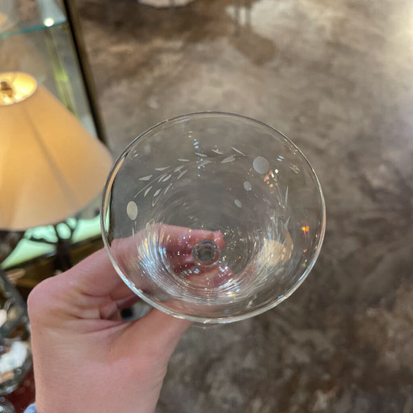 Pair of Etched Glass Cordial Glasses