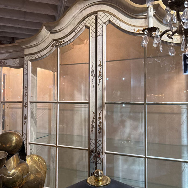 Cream Wood Henredon Cabinet with Painted Gold Detail 88inX88inX16in