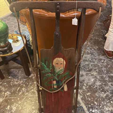 Vintage " Santa " Wood Sleigh . In store pick up only