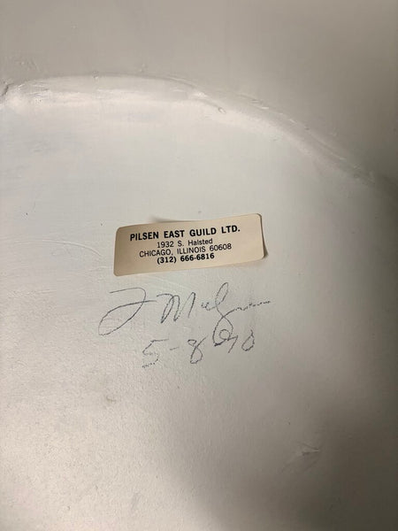 Pilsen East Guild Ltd. Post Modern artist table-18t x19w for pick up only as found