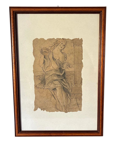 FEMALE CARRYING VESSEL ART PRINT BY ARTIST DANIELA RUBAGOTTI, FRAMED | 24"H X 17"W