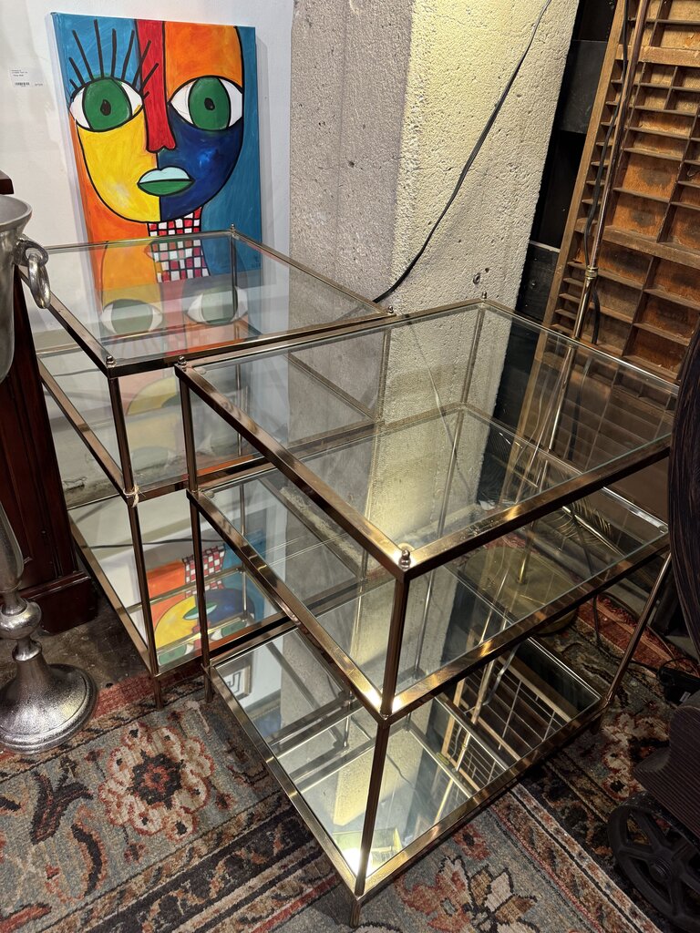 Gold 3 tiered end table (each) 22x18x26