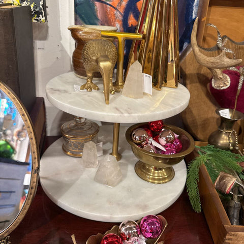 Marble and gold tiered tray