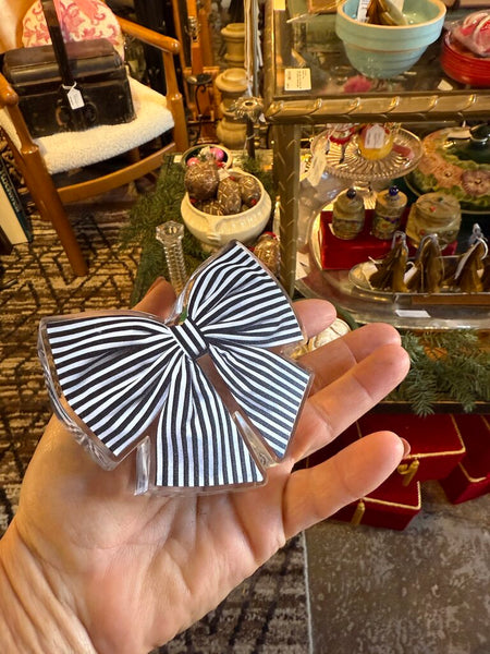 Acrylic Striped Bow Lucite Paperweight - EAXH