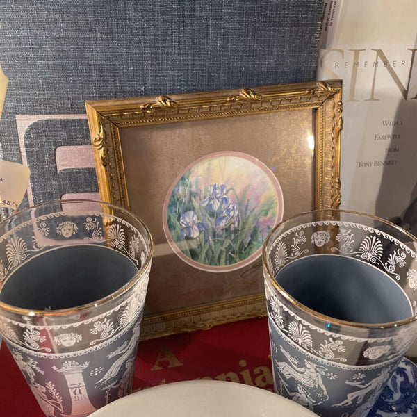 "Afternoon Irris" Print in Gold Ornate Frame 7x7in with wire back