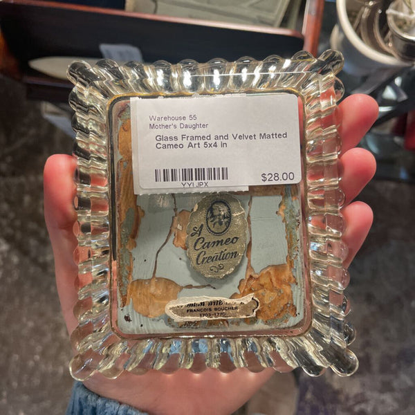 Glass Framed and Velvet Matted Cameo Art 5x4 in