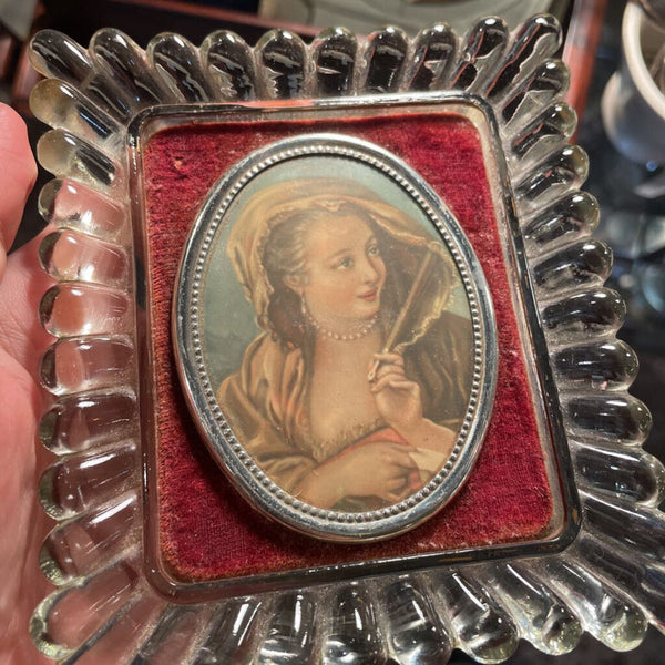 Glass Framed and Velvet Matted Cameo Art 5x4 in