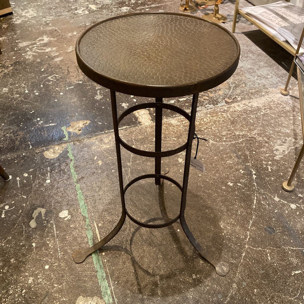 Authentic French Art Deco side table, copper & iron (25" tall)