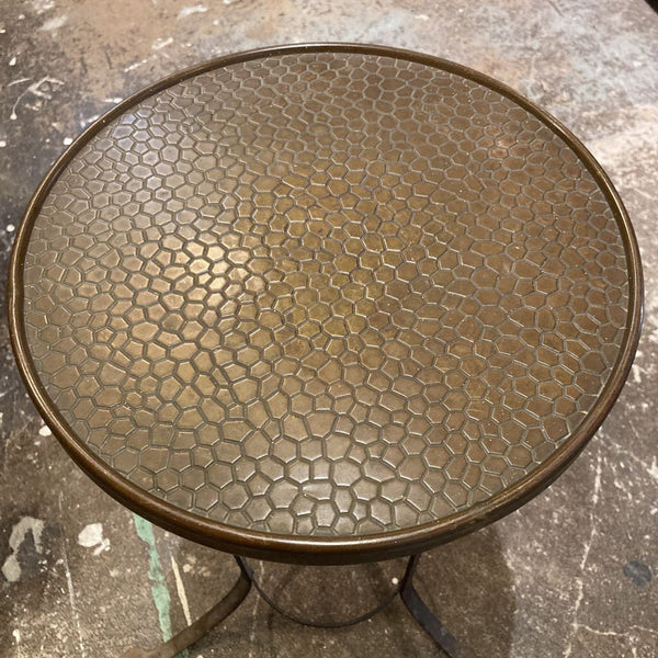 Authentic French Art Deco side table, copper & iron (25" tall)