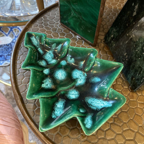 Pottery Christmas Tree Dish (6")