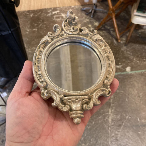 Miniature silver baroque mirror (7")
