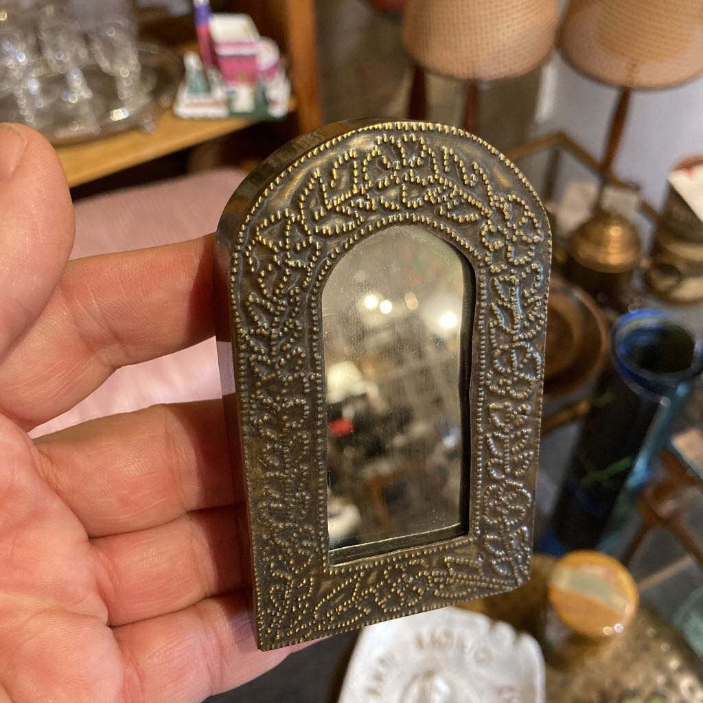 Small tin frame standing mirror (4in)