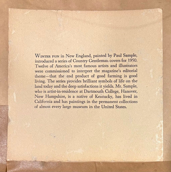 "WINTER IN NEW ENGLAND" BY PAUL SAMPLE ART PRINT THAT WAS A COUNTRY GENTLEMAN COVER IN 1950 | 15.5"H X 15.5"W