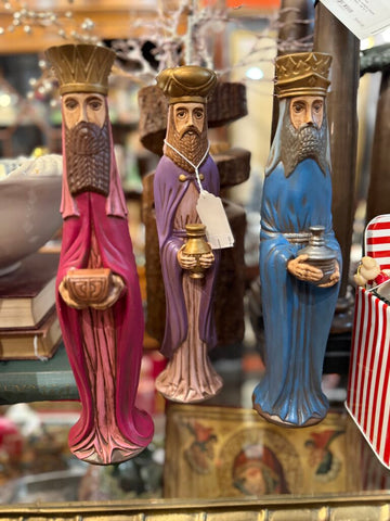 Vintage 3 wise men in pink purple and blue
