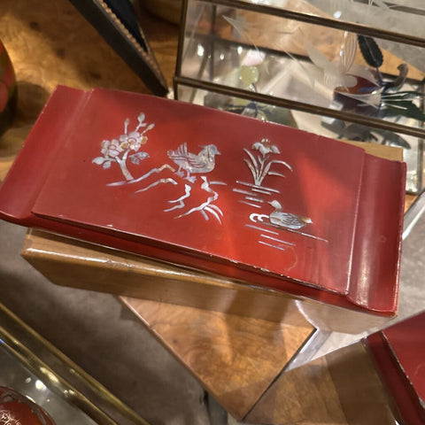 Red Lacquer Asian Cigarette box