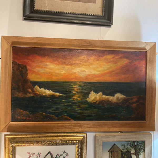 Vintage oil painting, signed (20x34 in)