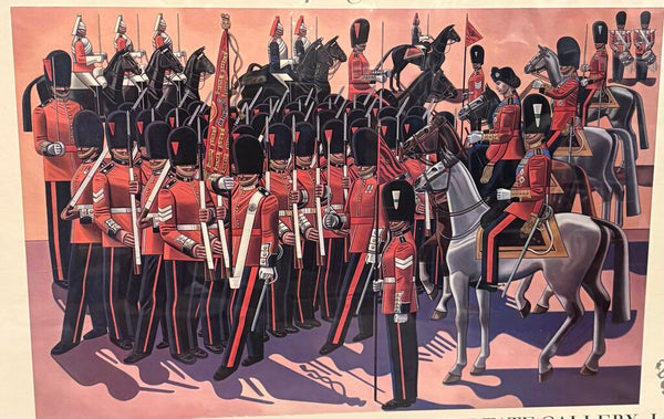 WILLIAM ROBERTS TROOPING THE COLOUR ART PRINT FRAMED & UNDER GLASS | 30.5"W X 20.25"H