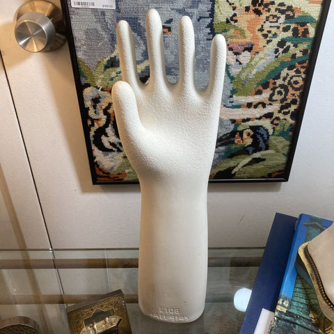 Vintage porcelain glove mold, 15in