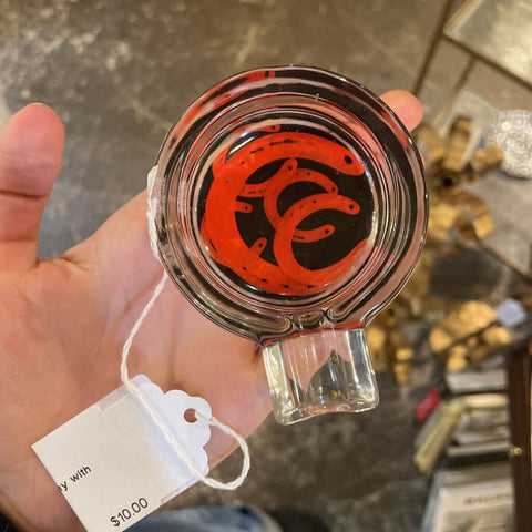 Personal Glass Ashtray with Horseshoe Motif