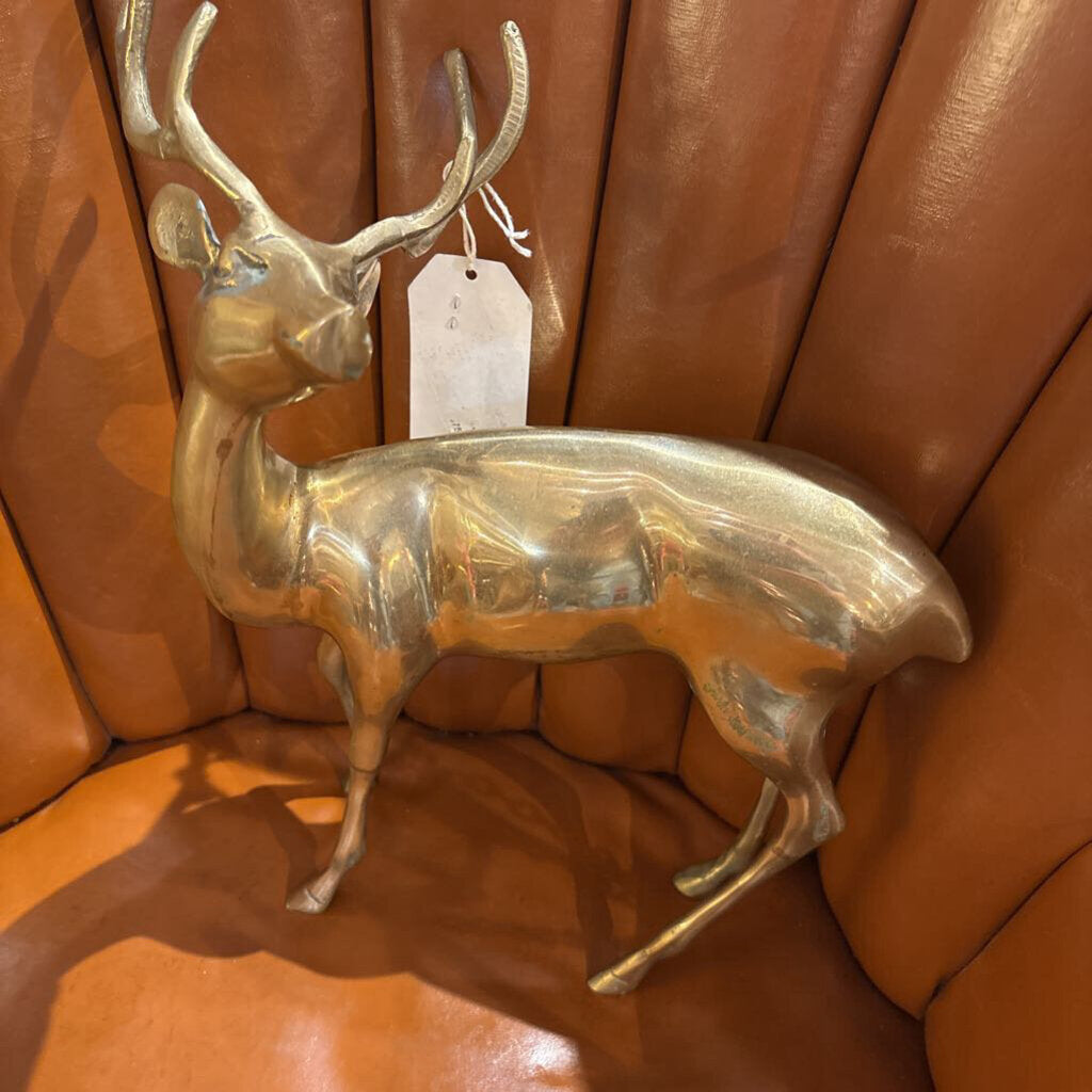 " LARGE " Vintage Large Brass Deer 14 tall/ 9 long