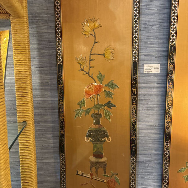 Asian Wood Panels with raised floral pattern - AS IS . 36 inches tall /12 inches wide