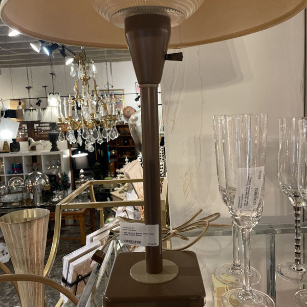 Mid Century Brown Metal Lamp With Cream Shade -IN STORE PICK UP ONLY