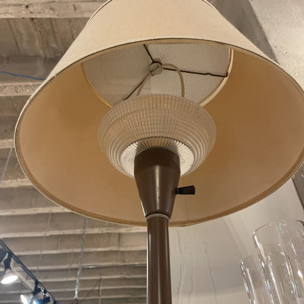Mid Century Brown Metal Lamp With Cream Shade -IN STORE PICK UP ONLY