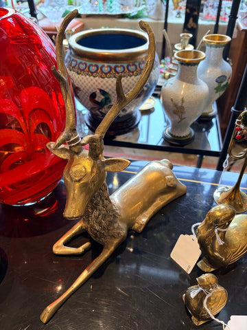 Vintage heavy brass reindeer approx 12x11