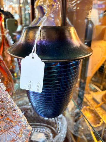 David Smallhouse "Orient and Flume" Art glass vase approx 8t x6.5w for pick up only