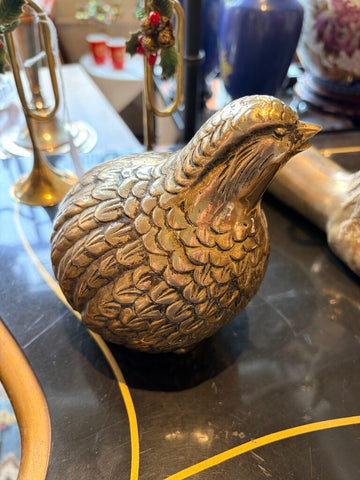 Large vintage brass quail
