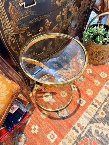 Vintage Milo Baughman style brass and glass cantilever table for pick up only 20.5t x14