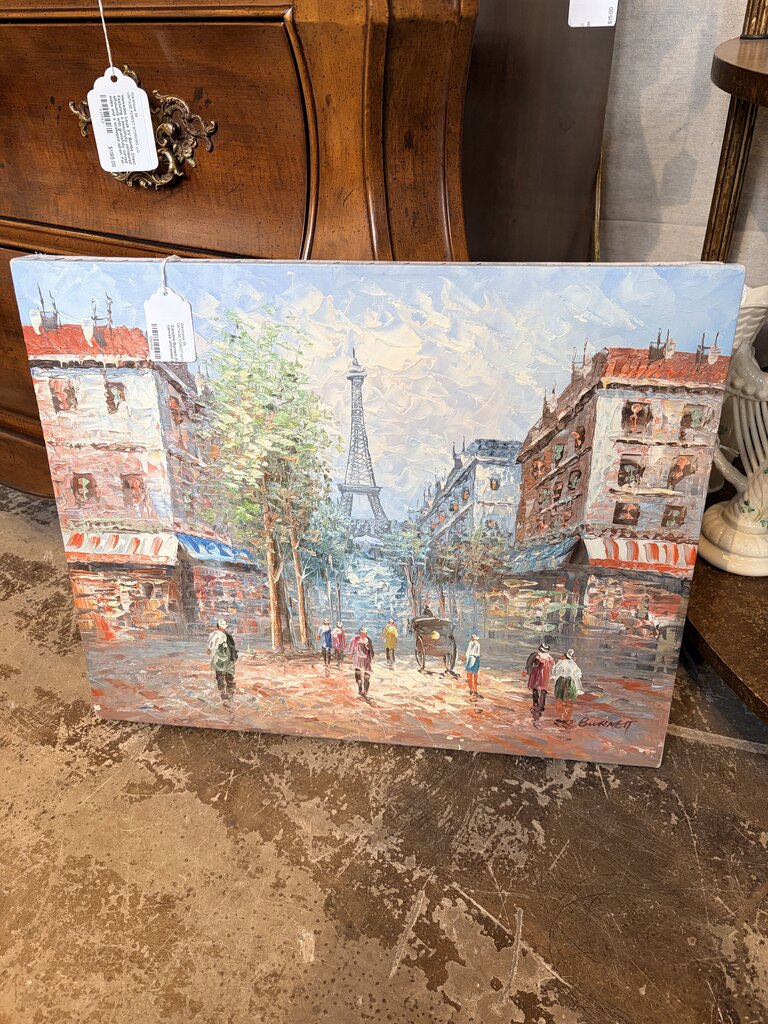 Caroline Burnett Paris oil on canvas unframed-approx 20x16