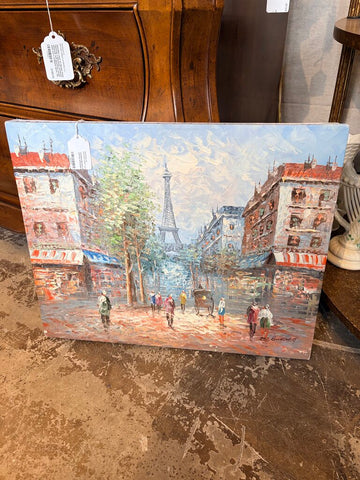 Caroline Burnett Paris oil on canvas unframed-approx 20x16