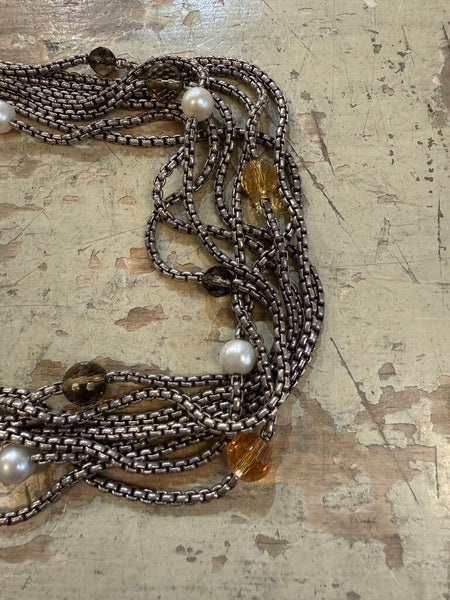 Sterling Silver David Yurman Choker with Pearl Topaz and Citrine