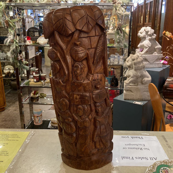 Handcarved wood tribal scupture, 21 high, 8 wide inches