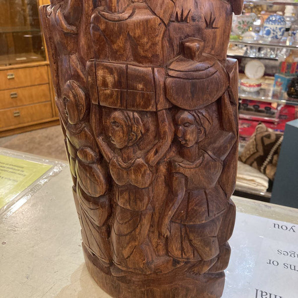 Handcarved wood tribal scupture, 21 high, 8 wide inches