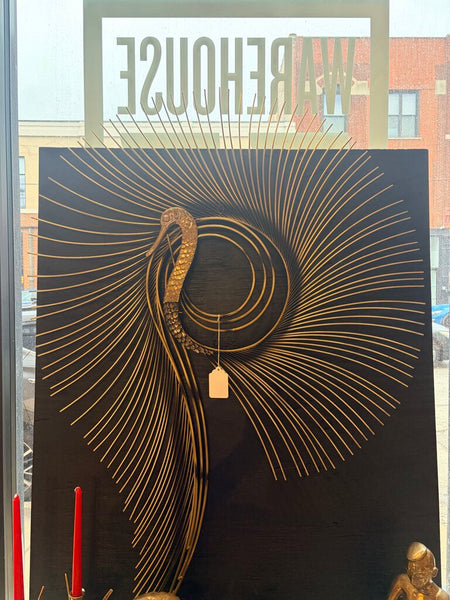 Curtis Jere peacock wall sculpture, signed approx 40x55 for pick up only